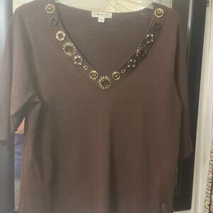 Coldwater Creek top with embellishments  1X